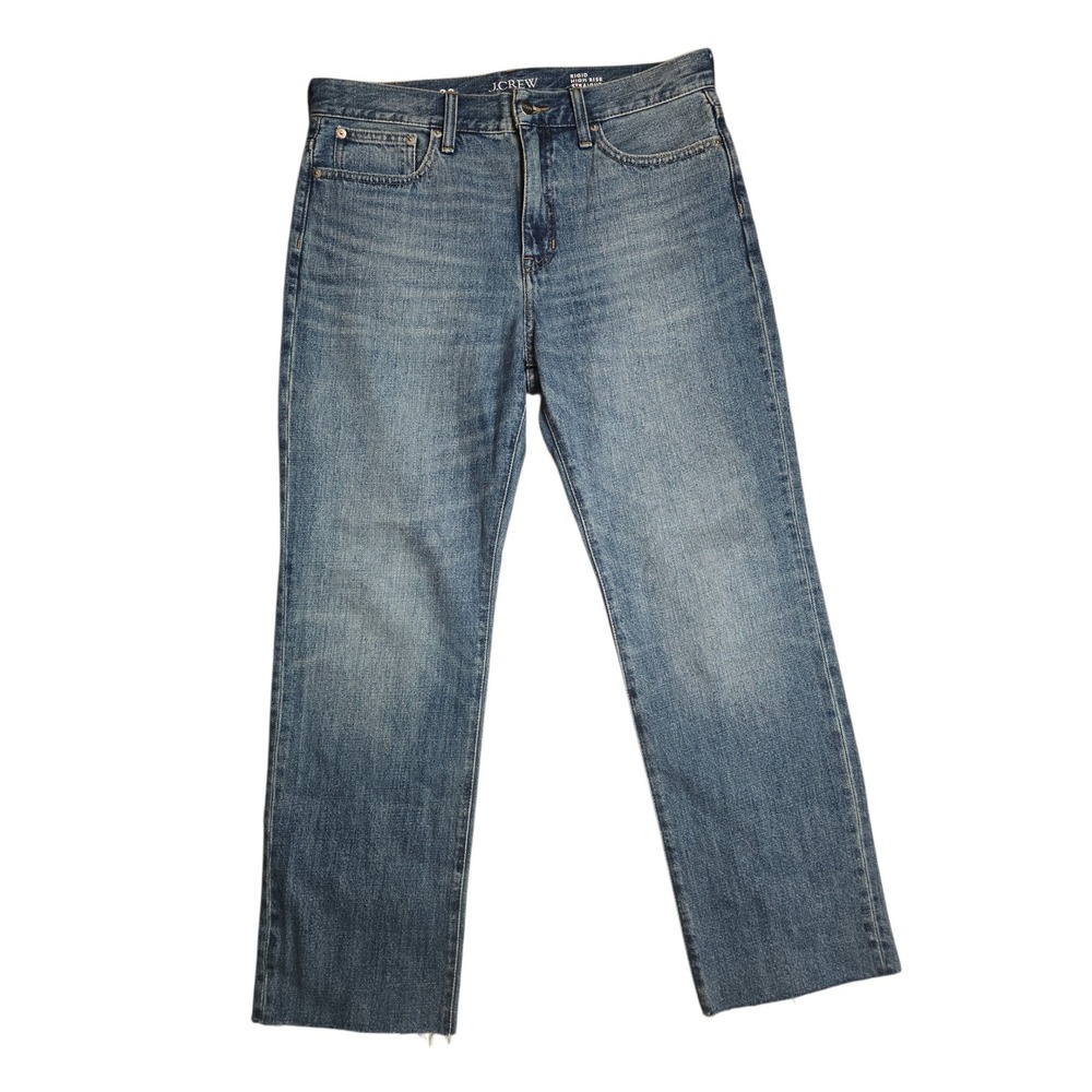 J.Crew Rigid High Rise Straight Jeans Raw Hem Medium Wash Size 30 NWT